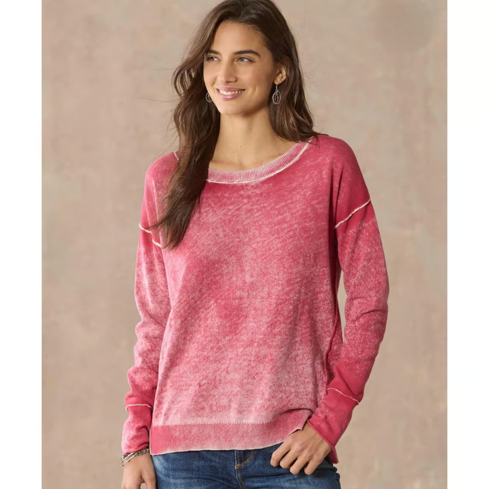 Sundance Pink Acid Wash Lightweight Cotton Sweater Medium